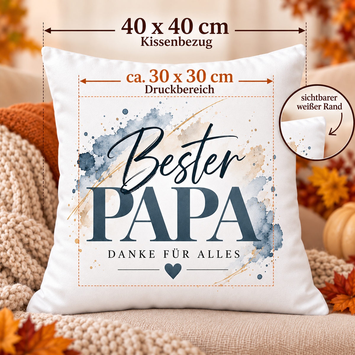 Papa Kissen Geschenk – Bester Papa Danke für alles |blau