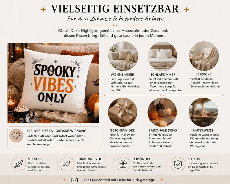 Halloween Kissen „Spooky Vibes Only“