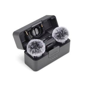 DJI Mic 2 Mini (2 Sender,1 Empfänger, 1 Ladeschale, div. Zubehör), kabelloses Mikrofon mit 2-stufiger Rauschunterdrückung