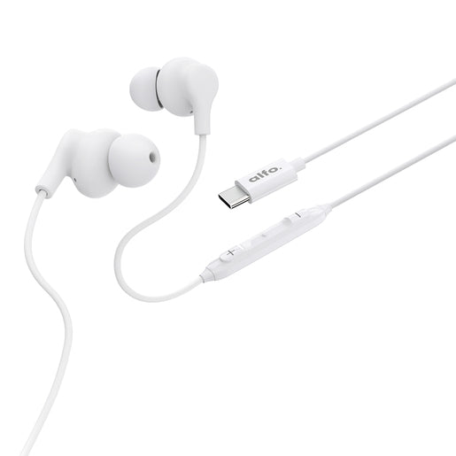 alfo. In-Ear Kopfhörer USB-C weiß, mit Mikrofon und Kabelknickschutz