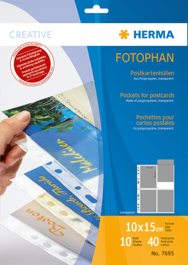 Herma Postkartenhülle für 4 Postkarten, ideal für Ringalben