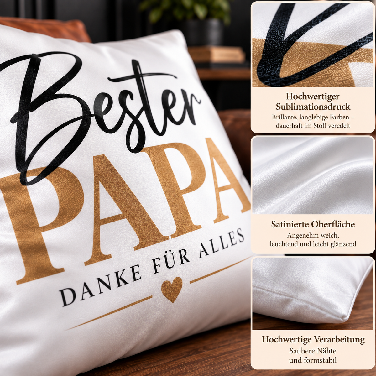 Papa Kissen Geschenk – Bester Papa Danke für alles |