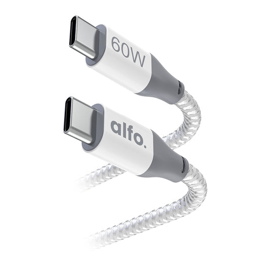 alfo. 60 W USB-C Kabel Nylon, weiß 1,5 m